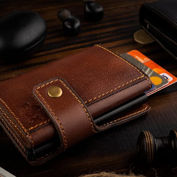 محفظة جلد طبيعي RFID هافان مزودة بحامل بطاقات من الومنيوم ، محفظة للرجال، حامل بطاقات الائتمان للرجال بخاصية حجب تقنية تحديد الهوية بموجات الراديو/ان اف سي،...